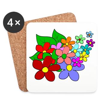 Fleurs Colorées et Dynamique - Dessous de verre (lot de 4) - blanc - Devant