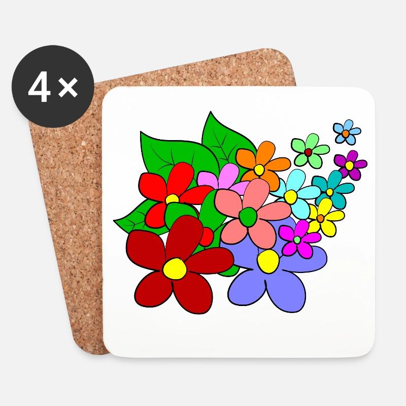 Blumen - Untersetzer (4er-Set) - Weiß