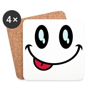 augen smiley zunge - Untersetzer (4er-Set) - Weiß - Vorne