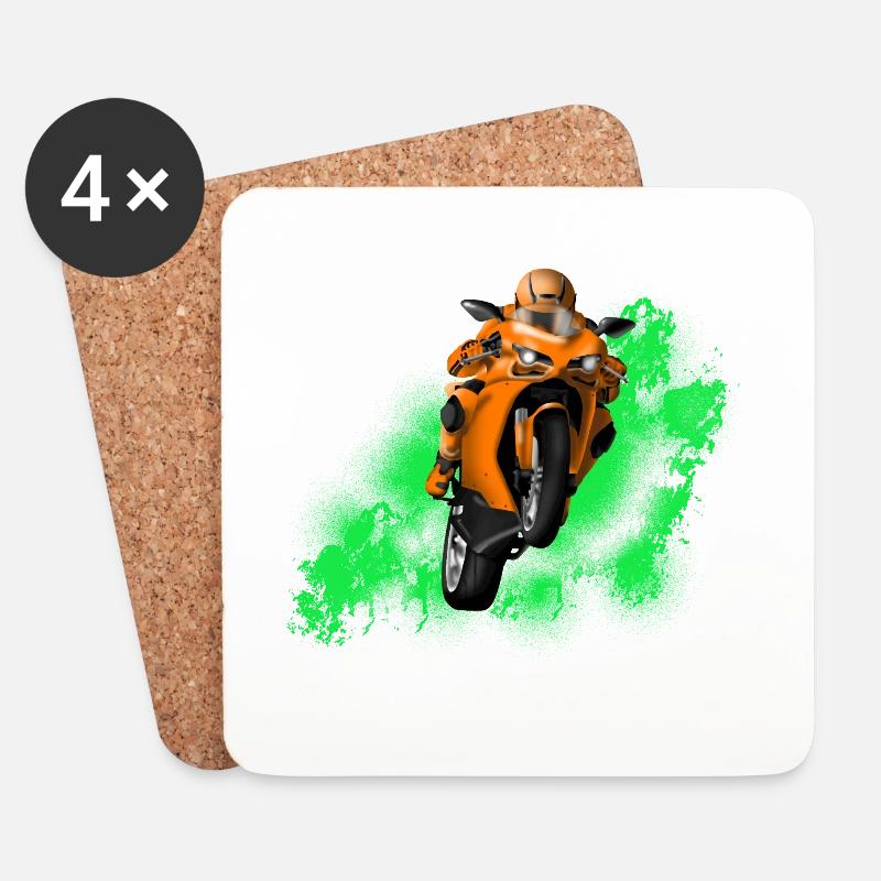 motorcycle - Coasters (set of 4) - white
