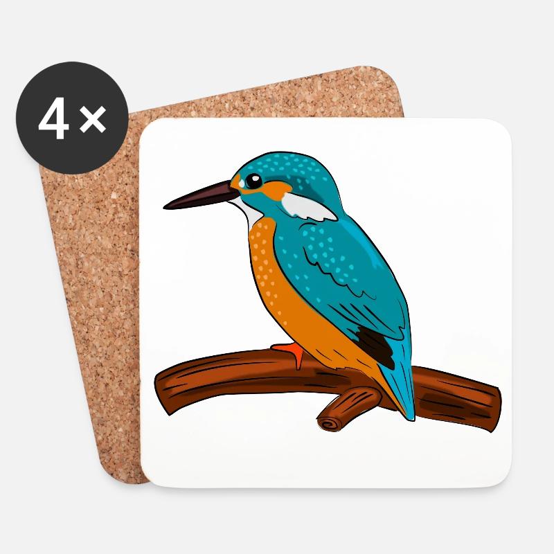eisvogel vogel bunt - Untersetzer (4er-Set) - Weiß