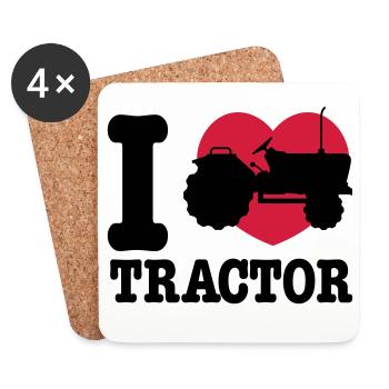 tracteur - Dessous de verre (lot de 4) - blanc - Devant