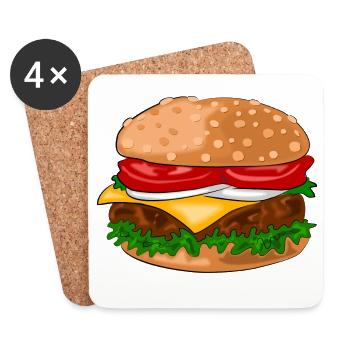 hamburger - Dessous de verre (lot de 4) - blanc - Devant