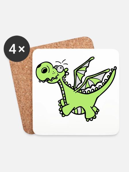 Mächtiger Drache - Untersetzer (4er-Set) - Weiß