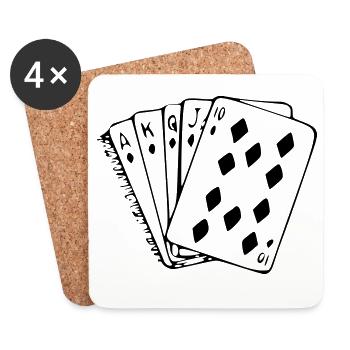 Cartes, jeu de cartes, bridge, vestes de trèfle, as * - Dessous de verre (lot de 4) - blanc - Devant