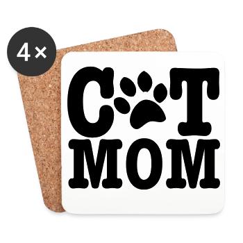 cat mom - Coasters (set of 4) - white - Front