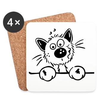 Mignon Chat - Dessous de verre (lot de 4) - blanc - Devant