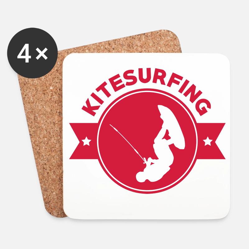 Kitesurfen / Kitesurfer / Kiteboarden / Kitesurf - Untersetzer (4er-Set) - Weiß
