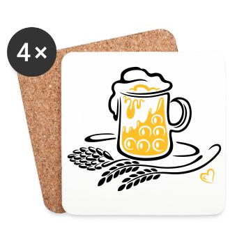 Bier Bierkrug Hopfen Weizen - Untersetzer (4er-Set) - Weiß - Vorne