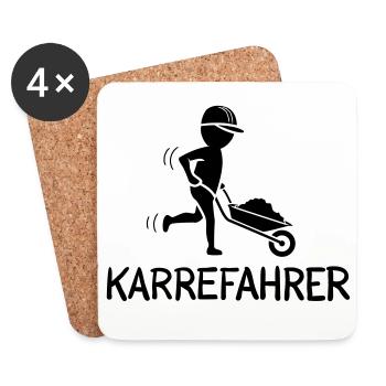 Bauarbeiter mit Schubkarre – KARREFAHRER - Untersetzer (4er-Set) - Weiß - Vorne