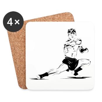 combat de muay thai - Dessous de verre (lot de 4) - blanc - Devant