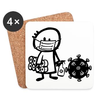 Virus-Männeken - Untersetzer (4er-Set) - Weiß - Vorne