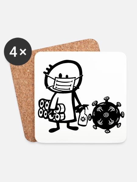 Virus Manneken - Coasters (set of 4) - white