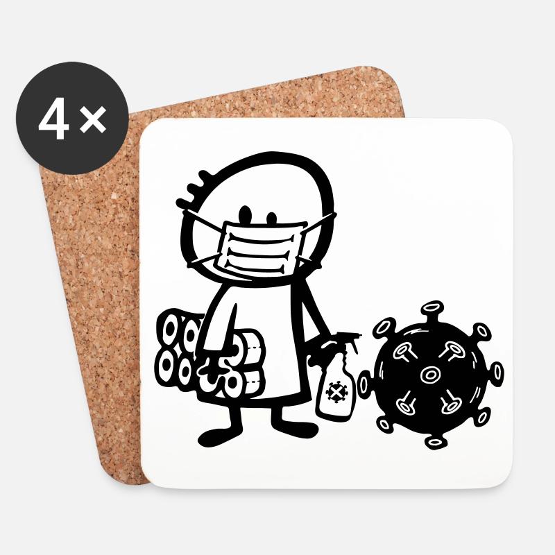 Virus-Männeken - Untersetzer (4er-Set) - Weiß