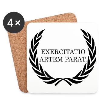 practice makes the master latin black - Coasters (set of 4) - white - Front