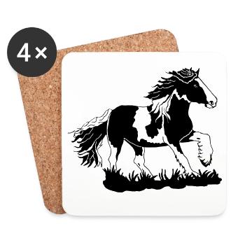 Noble Tinker galopant des chevaux équestres - Dessous de verre (lot de 4) - blanc - Devant