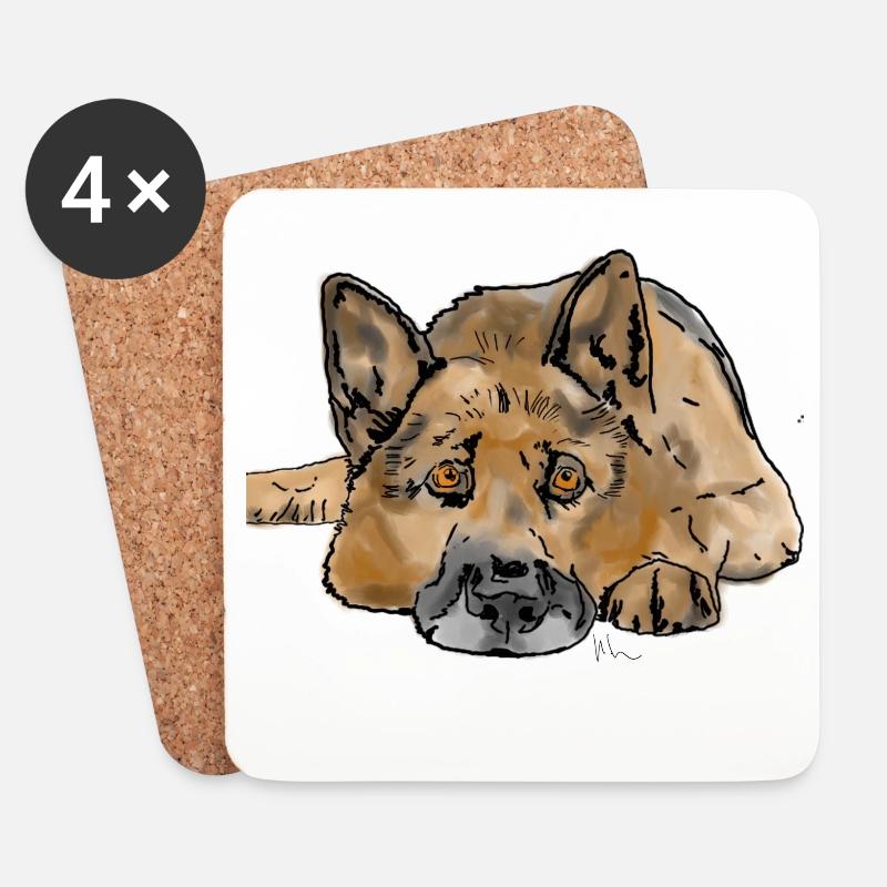Deutscher Schäferhund - Untersetzer (4er-Set) - Weiß