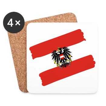 Drapeau de l’Autriche - Dessous de verre (lot de 4) - blanc - Devant