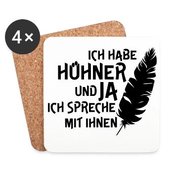 Ich habe Hühner - Untersetzer (4er-Set) - Weiß - Vorne