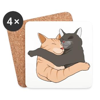 Katze Kätzchen Paare Katzenpärchen Tier - Untersetzer (4er-Set) - Weiß - Vorne