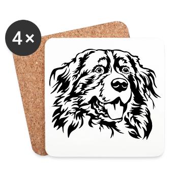 Bernese mountain dog head - Coasters (set of 4) - white - Front
