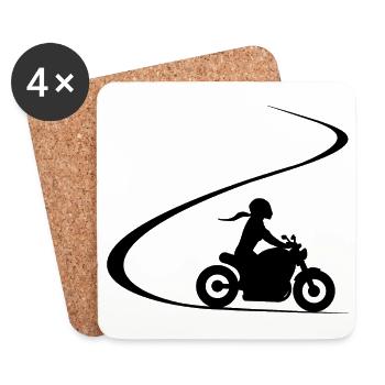 Bikerin Kurve Chopper Motorradfahrerin Cruiser - Untersetzer (4er-Set) - Weiß - Vorne