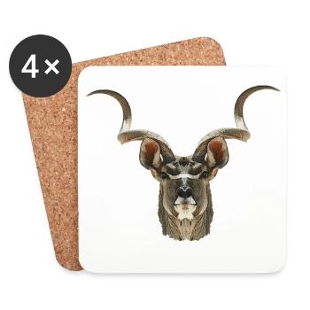 Antilope koudou, motifs d’animaux africains - Dessous de verre (lot de 4) - blanc - Devant
