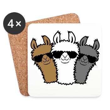 3 amis lama - Dessous de verre (lot de 4) - blanc - Devant