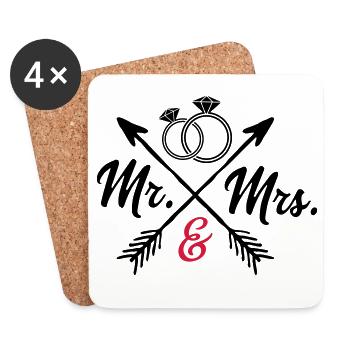 Mr. And Mrs. - Untersetzer (4er-Set) - Weiß - Vorne