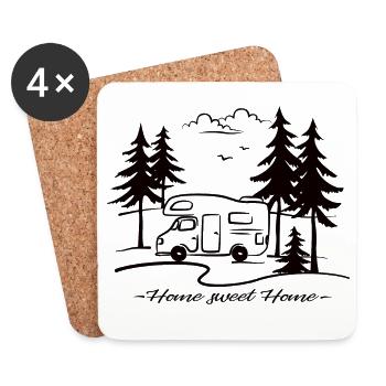 RV Home Sweet Home Caravane Cadeau - Dessous de verre (lot de 4) - blanc - Devant
