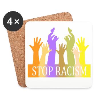 Stop Rassismus - Untersetzer (4er-Set) - Weiß - Vorne