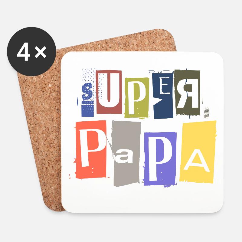 Super PAPA Anonyme Schrift Spion Raben - Untersetzer (4er-Set) - Weiß