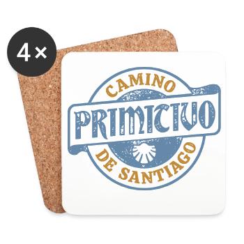 Camino Primitivo Pilger-Stempel | Jakobsweg - Untersetzer (4er-Set) - Weiß - Vorne