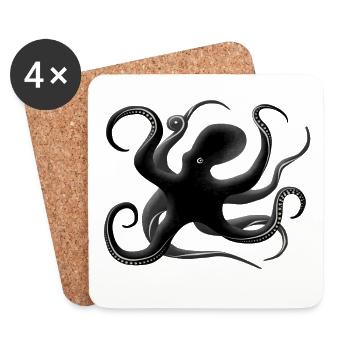 Octopus Silhouette - Coasters (set of 4) - white - Front