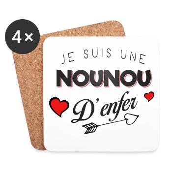 Nounou d'enfer - Dessous de verre (lot de 4) - blanc - Devant