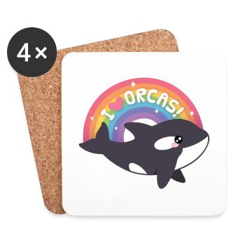 Mignon J’aime Orques Arc-en-ciel - Dessous de verre (lot de 4) - blanc - Devant