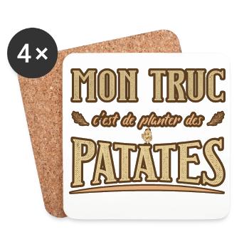 Mon truc c'est de planter des patates humour - Dessous de verre (lot de 4) - blanc - Devant