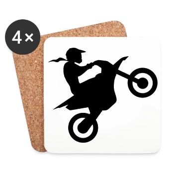 Bikergirl Motorradfahrerin Bikerin Motocross Frau - Untersetzer (4er-Set) - Weiß - Vorne