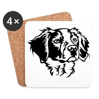 Epagneul Breton Head - Coasters (set of 4) - white - Front