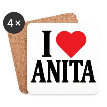 T-Shirt Ich liebe Anita T-Shirt Geschenkidee - Untersetzer (4er-Set) - Weiß - Vorne