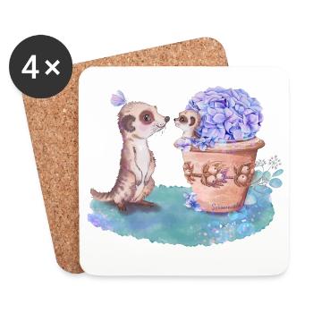 Meerkats - Coasters (set of 4) - white - Front