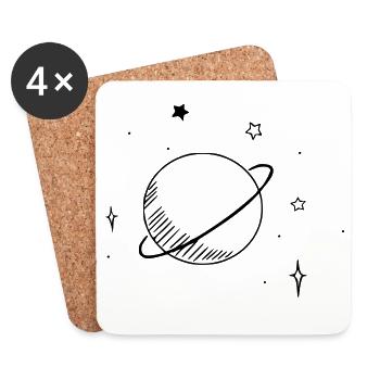 Astronomie - Planète et étoiles - Dessous de verre (lot de 4) - blanc - Devant