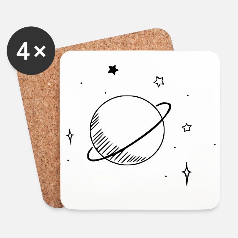 Astronomie - Planet und Sterne - Untersetzer (4er-Set) - Weiß