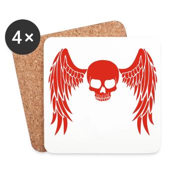 Red winged skull - Coasters (set of 4) - white - Front