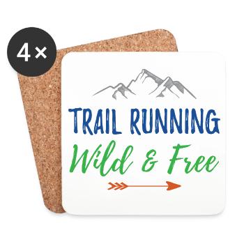 Trail Running – Sauvage et gratuit - Dessous de verre (lot de 4) - blanc - Devant