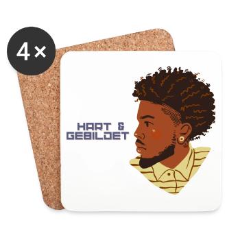 noir fier design dur + homme éduqué afro - Dessous de verre (lot de 4) - blanc - Devant
