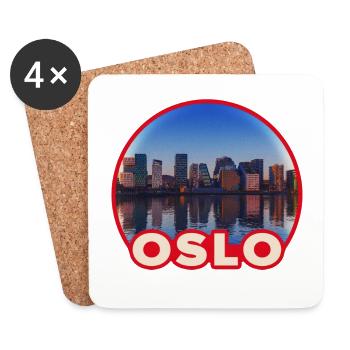 Oslo Skyline Round Logo - Coasters (set of 4) - white - Front