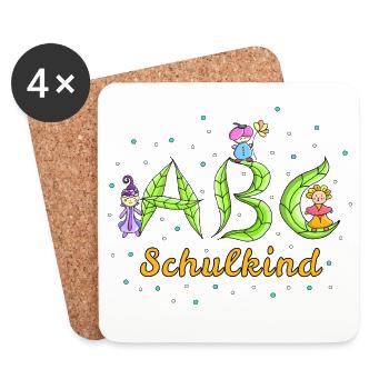 ABC Buchstaben Schulkind - Untersetzer (4er-Set) - Weiß - Vorne