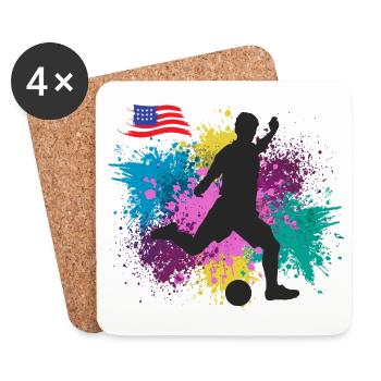 Fußball USA Grungy Farbspritzer - Untersetzer (4er-Set) - Weiß - Vorne