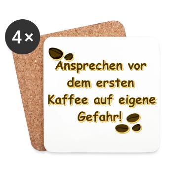kaffeetrinker, vor dem ersten kaffee, beste küchen - Untersetzer (4er-Set) - Weiß - Vorne
